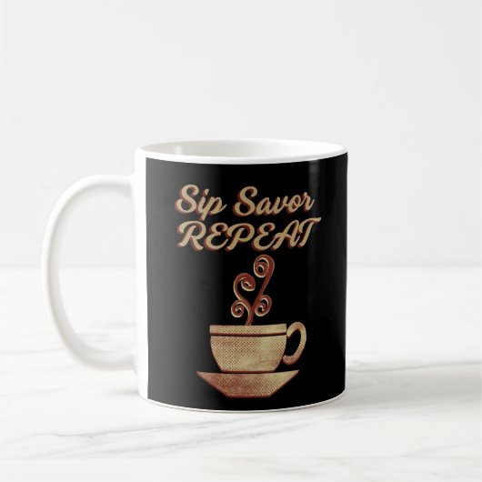 Mug Répétation Saveur Sip - Retro Coffee Lover Cadeau (Gauche)