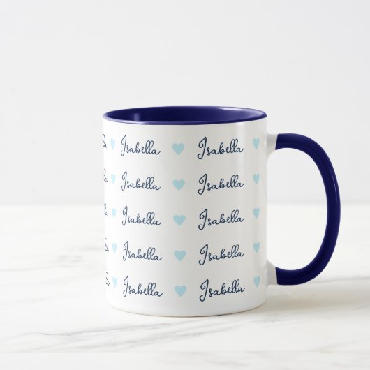 Mug Répéter Isabella nom personnalisé avec le coeur bl (Droite)