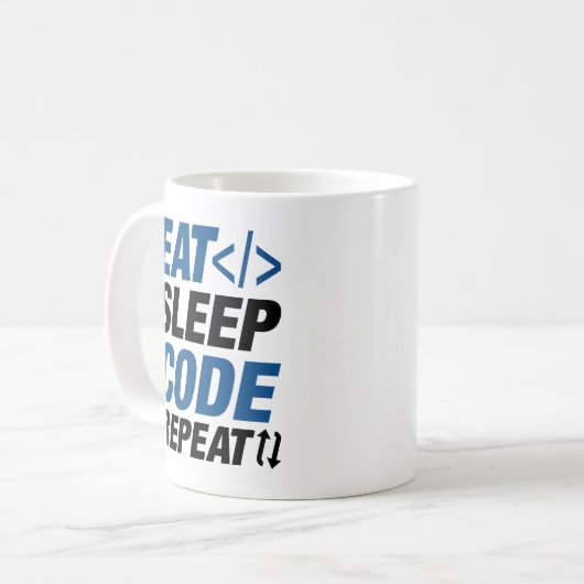 Mug Répéter le code du sommeil (Devant gauche)