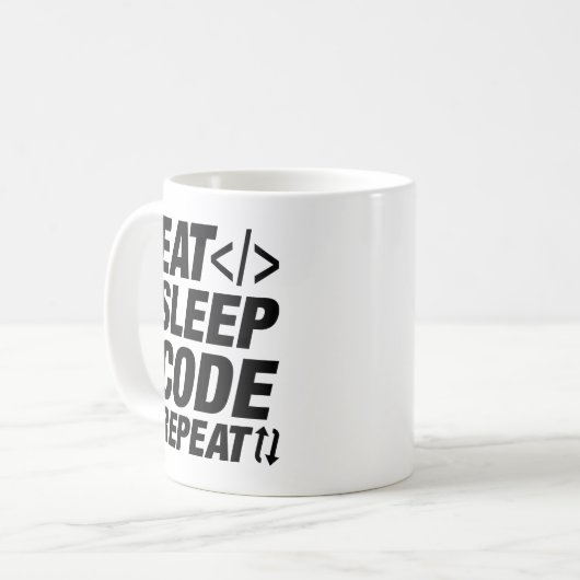 Mug Répéter le code du sommeil (Devant gauche)