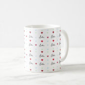 Mug Répétition du nom personnalisé Julia avec les coeu (Devant droit)