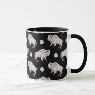 Mug Répétition noire de Pleine lune blanche de Buffa