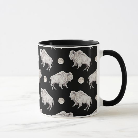 Mug Répétition noire de Pleine lune blanche de Buffalo (Droite)