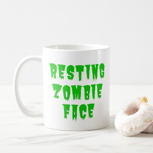 Mug Repose Visage Zombie - Drôle Halloween 2022 (Avec donut)