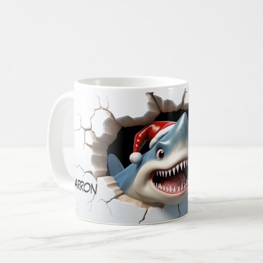 Mug Requin 3D avec Noël (Devant gauche)