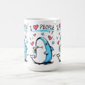 Mug Requin aime les gens Funny Doodle Cartoon (Centre)