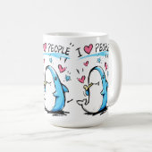 Mug Requin aime les gens Funny Doodle Cartoon (Devant droit)