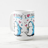 Mug Requin aime les gens Funny Doodle Cartoon (Devant gauche)