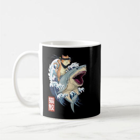 Mug requin chat japonais rétro Samurai Vintage Kanagaw (Gauche)