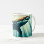 Mug Requin dans la mer bleue profonde & soleil (Devant droit)