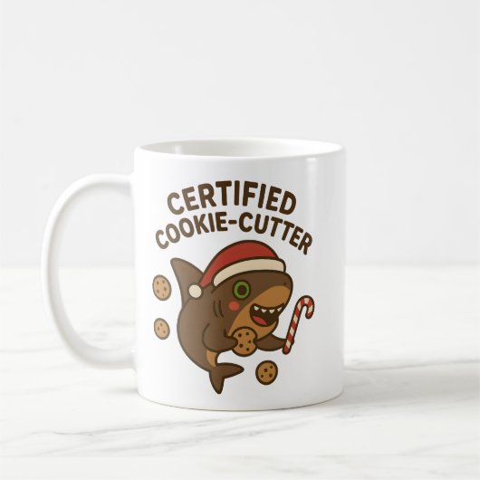 Mug Requin de Noël drôle certifié Cookie-Cutter Pun (Gauche)