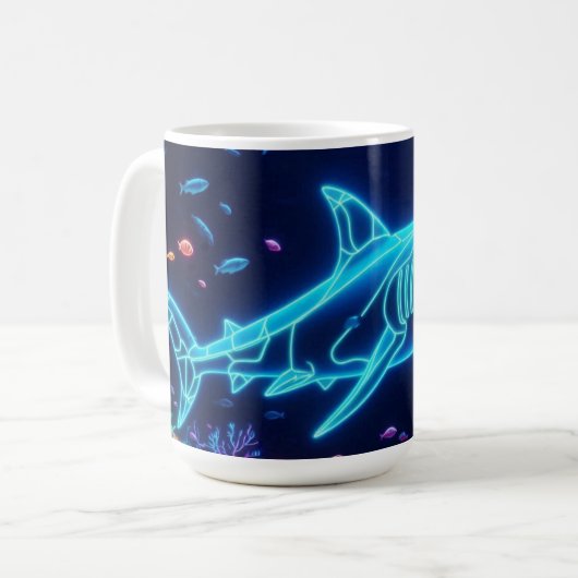 Mug Requin néon coloré (Devant gauche)