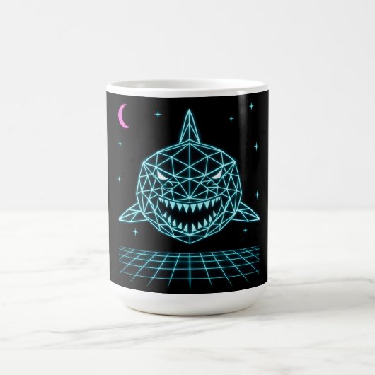 Mug Requin Néon Synthwave - Prédateur Océanique Rétro (Centre)