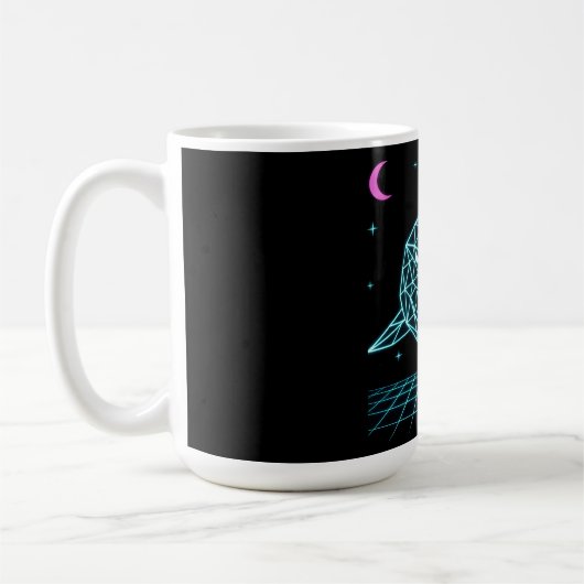 Mug Requin Néon Synthwave - Prédateur Océanique Rétro (Gauche)