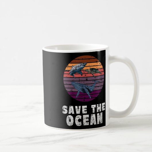 Mug Requin, Tortue de mer, Baleine, Protection De l'en (Droite)