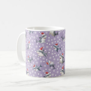 Mug Requins de Noël & flocons de neige sur violet clai