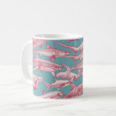 Mug requins juste viva magenta turquoise (Devant gauche)