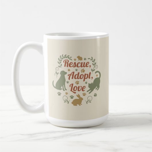 Mug Rescue, Adopt, Love (Gauche)