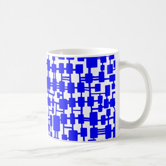 Mug Réseau Abstrait - Bleu sur rouge (Droite)