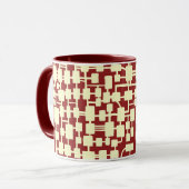 Mug Réseau Abstrait - Crème dans Maroon 941F20 (Devant gauche)
