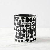 Mug Réseau Abstrait - Noir sur Blanc (Centre)