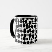 Mug Réseau Abstrait - Noir sur Blanc (Devant gauche)