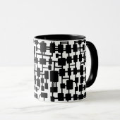 Mug Réseau Abstrait - Noir sur Blanc (Devant droit)