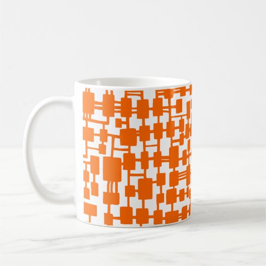 Mug Réseau Abstrait - Orange en blanc (Gauche)