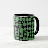 Mug Réseau Abstrait - Vert de l'armée sur noir (Devant droit)