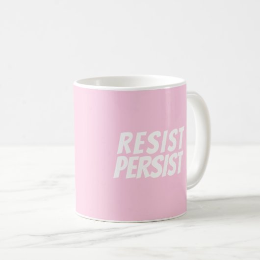 Mug "Resist Persist" rose pâle blanc (Devant droit)