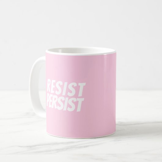 Mug "Resist Persist" rose pâle blanc (Devant gauche)