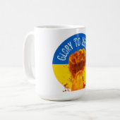 Mug Résistance au drapeau ukrainien Flaming Fist (Devant gauche)