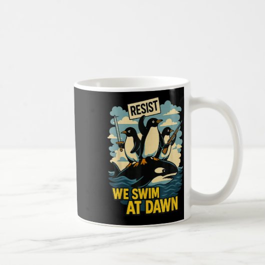 Mug Résister à l'activisme des pingouins Design graphi (Droite)