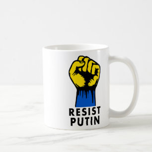 Mug Résistez à Poutine, poing levé de protestation