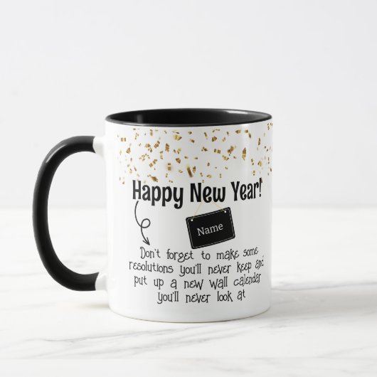 Mug Résolution Sarcastique drôle Happy Nouvel An Confe (Gauche)