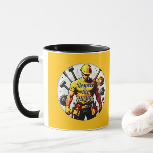 Mug Respect the Hustle Construction Worker Design – La (Avec donut)