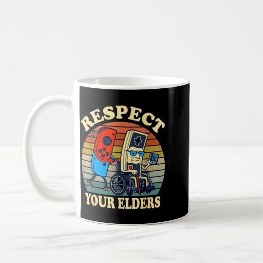 Mug Respect Your Elders Gaming Control 80s Retro Funny (Gauche)