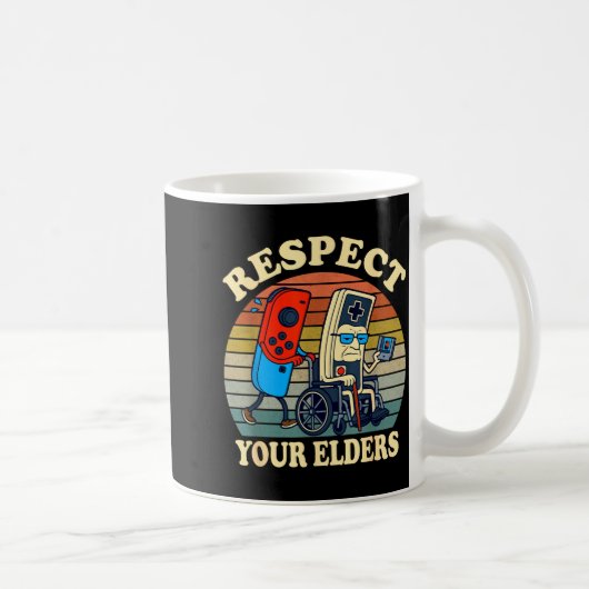 Mug Respect Your Elders Gaming Control 80s Retro Funny (Droite)