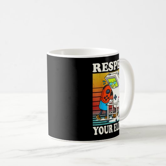 Mug Respect Your Elders Gaming Control 80s Retro Funny (Devant droit)