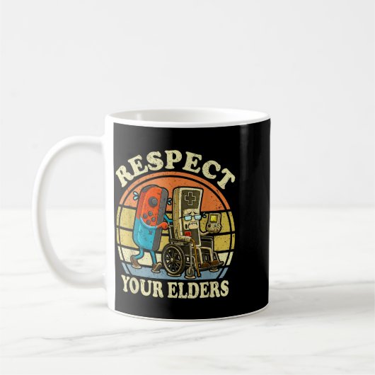Mug Respect Your Elders Retro Gaming Funny Controller  (Gauche)