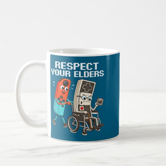 Mug Respect Your Elders Retro Gaming Funny Controller  (Gauche)
