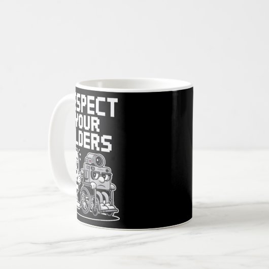 Mug Respect Your Elders Retro Tech Camera Phone Cartoo (Devant gauche)