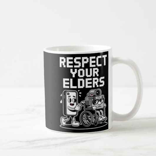 Mug Respect Your Elders Retro Tech Camera Phone Cartoo (Droite)