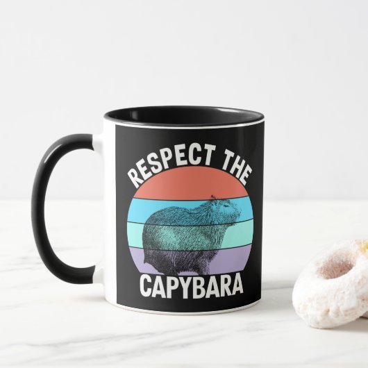 Mug Respectez le capybara drôle amateur de capybara (Avec donut)