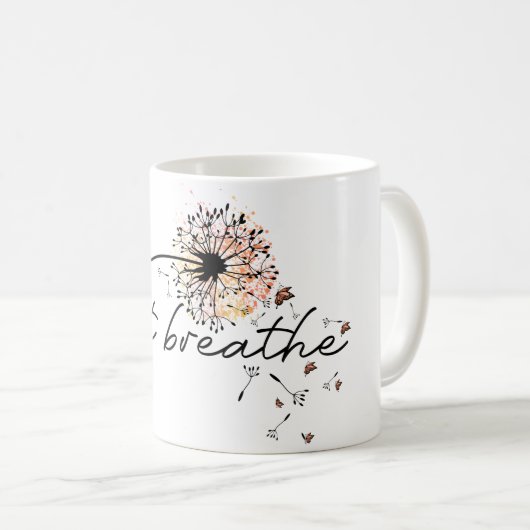 Mug Respirer simplement Inspiration de pissenlit Yoga (Devant droit)