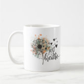 Mug Respirer simplement Pissenlit avec cœurs Yoga Enco (Gauche)