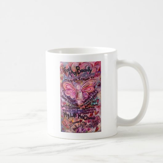 Mug Ressentez ma beauté Ange du cancer rose rose (Droite)