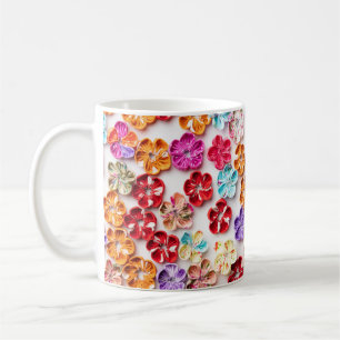 Mug Ressort tissu cousu artisanal Fleurs Multicolor