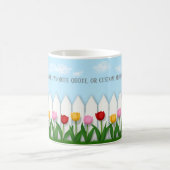 Mug Ressort Tulipe Blanc Picket clôture Texte personna (Centre)