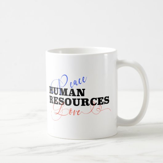 Mug Ressources humaines Peace Love manuscrite (Droite)